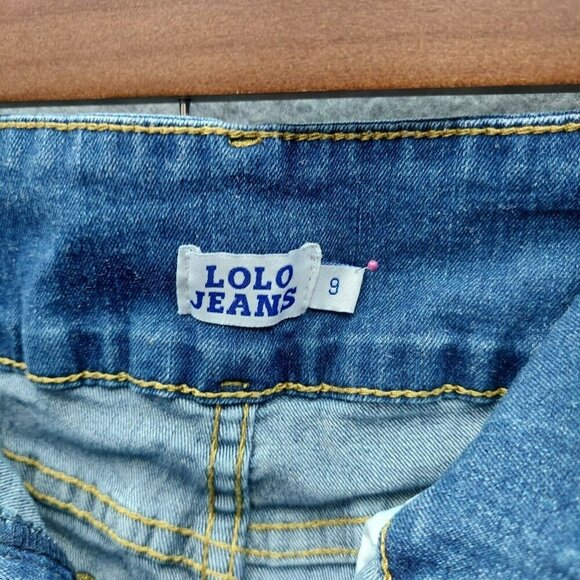 Lola Jeans Women's Lola High Rise Straight Size 9 Medium 3 Button Distressed - Picture 15 of 16